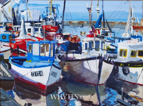 Henry Morgan, BOATS IN HARBOUR, DUNMORE EAST, COUNTY WATERFORD, 2005, oil on canvas