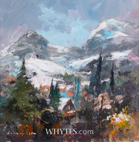 Colin Gibson, APPROACHING SNOW, FRENCH ALPS, 2025, oil on board