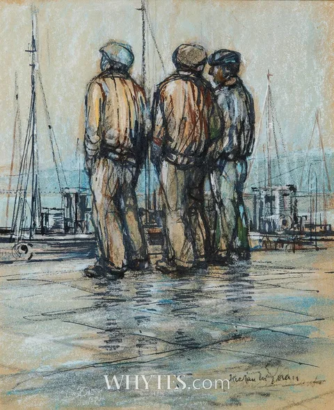 Kieran McGoran, SHIPYARD WORKERS, pastel and charcoal