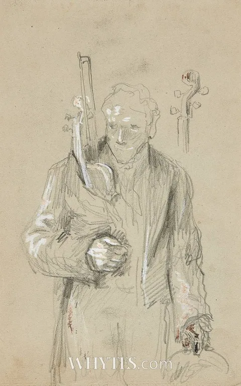 STUDY OF A VIOLINIST by John Butler Yeats, pencil, sold Mar 2026