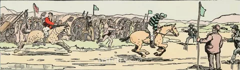 Jack Butler Yeats, THE STRAND RACES: THE START AND THE FINISH (A PAIR), hand-coloured Cuala Press print; (2); (framed uniformly)