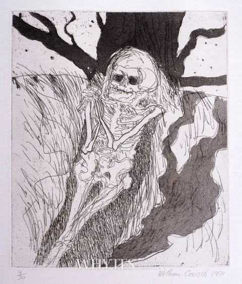 FIGURE IN A LANDSCAPE and FIGURE WITH TREES, 1971 (A PAIR) by William Crozier, etching; (2); (both no. 4 from an edition of 30); (unframed), sold Mar 2026