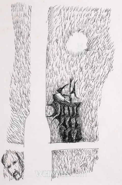 Tony O'Malley, LANDSCAPE STUDY, 1973, ink