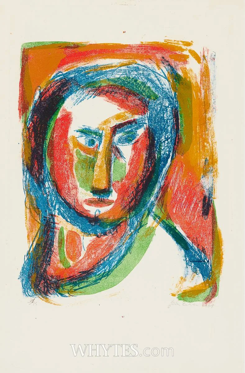HEAD by John Behan, 1969, colour lithograph; (no. 31 from an edition of 75), sold Mar 2026