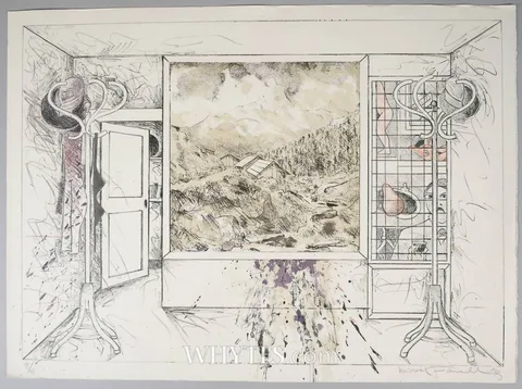 Micheal Farrell, L'AUTRE SAVOIR, 1983, lithograph; (no. 67 from an edition of 90)