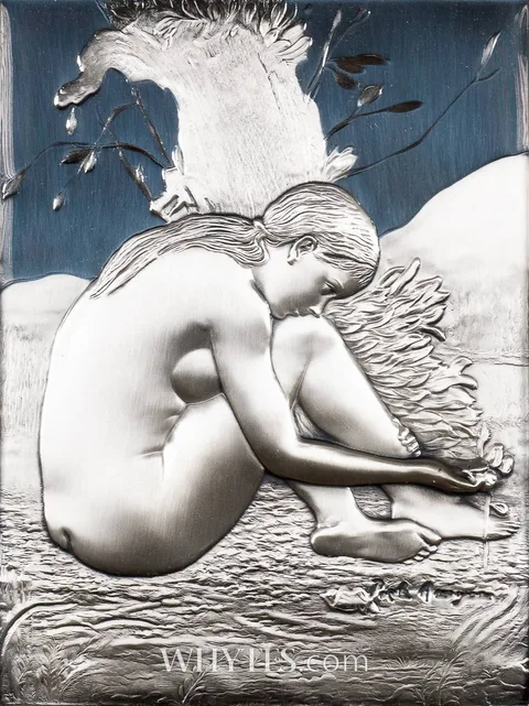 Pietro Annigoni, IL GERMOGLIO, silver relief plaque; (numbered 2508)