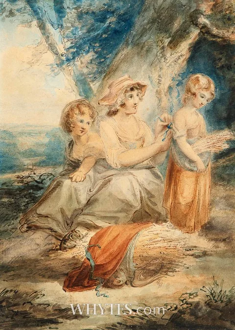 Francis Wheatley, A REST AFTER THE HARVEST, watercolour