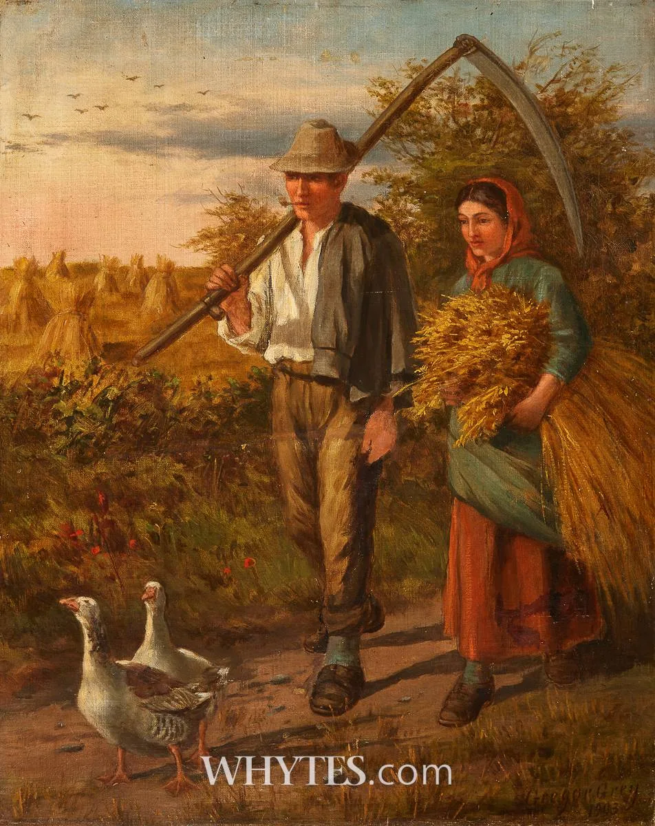 HARVEST by Gregor Grey, 1903, oil on canvas; (unframed), sold Mar 2026