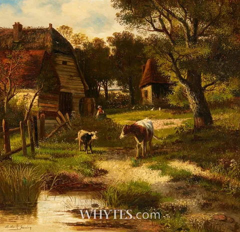 Abraham Hulk Senior, CATTLE IN A FARMYARD SCENE, oil on canvas