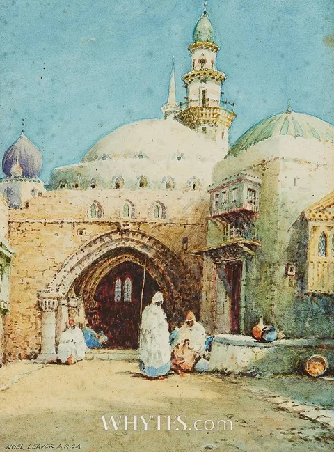 Noel Leaver, AN EASTERN GATE, watercolour heightened with white
