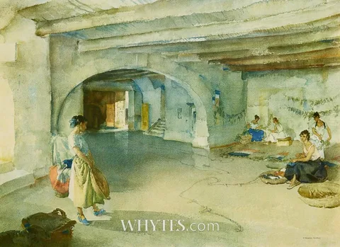 William Russell Flint, FESTAL PREPARATIONS, MANOSQUE, colour collotype; (no. 306 from an edition of 750)