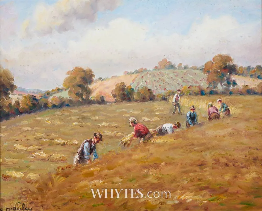 THE LINT PULLERS by Charles McAuley, oil on canvas, sold Mar 2026