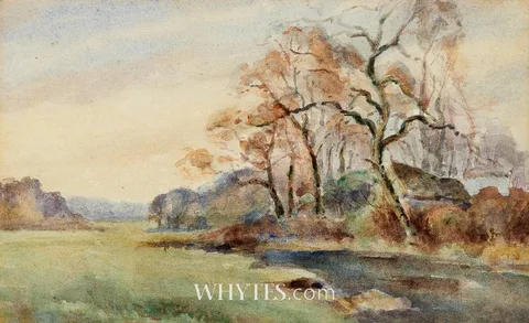 Mabel Young, STUDY OF RIVER AND TREES, watercolour