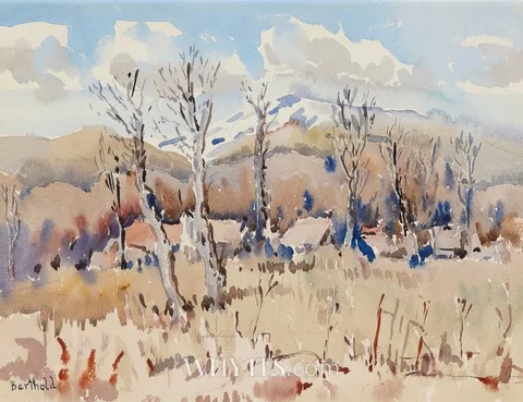 Berthold Dunne, LANDSCAPE WITH TREES, watercolour