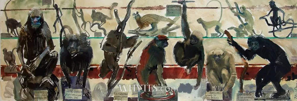 GIBBONS by John Short, 2015, watercolour, sold Mar 2026