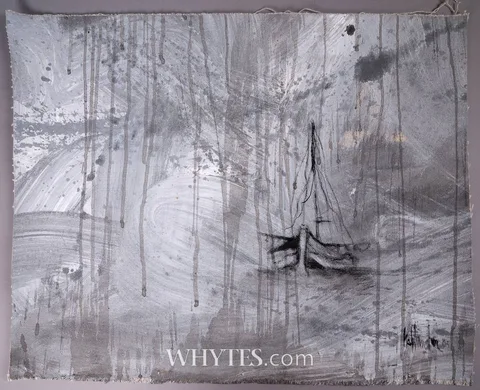 Gino Hollander, SAILBOAT, 2005, mixed media on canvas; (unframed and unstretched)