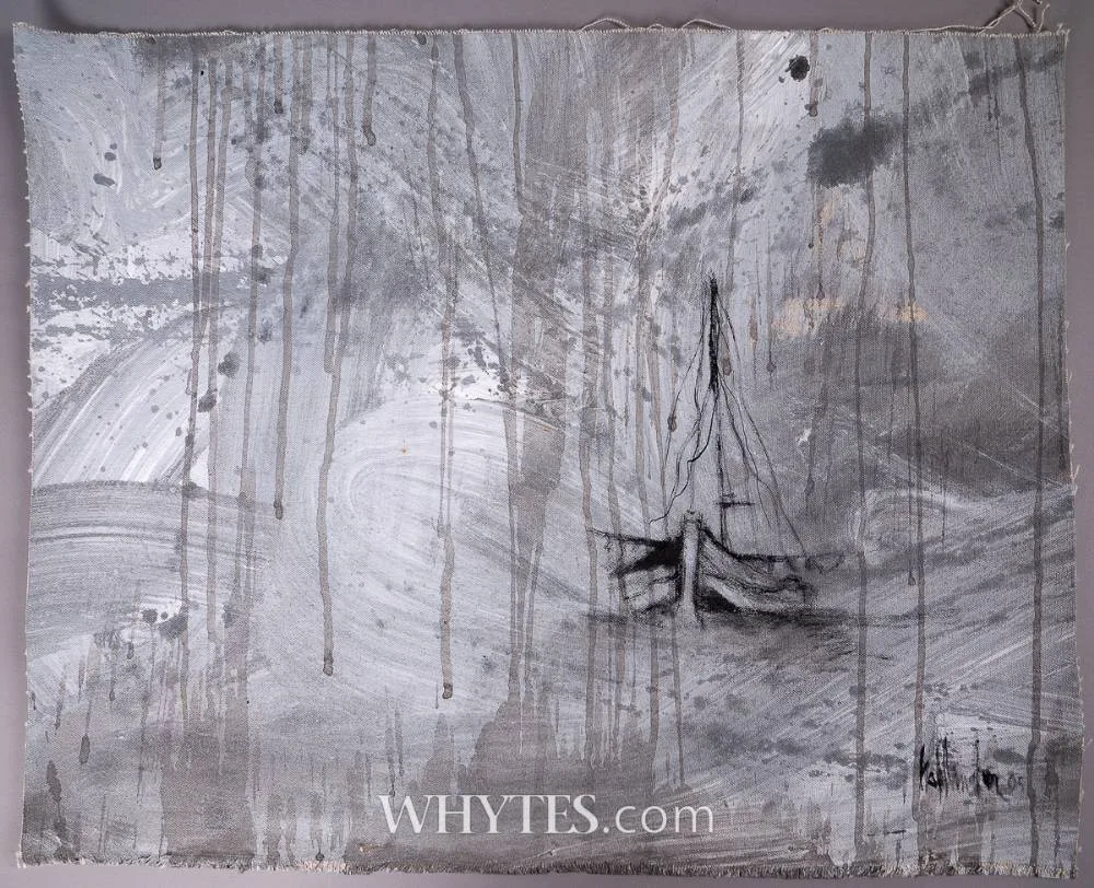 SAILBOAT by Gino Hollander, 2005, mixed media on canvas; (unframed and unstretched), sold Mar 2026