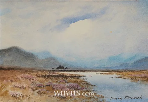 BOG LANDSCAPE, WEST OF IRELAND by William Percy French, watercolour, offered Mar 2026