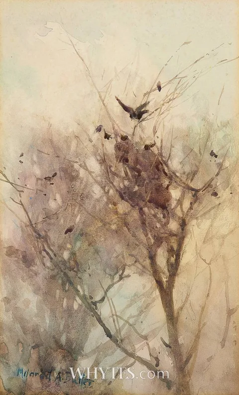 TREES WITH CROWS by Mildred Anne Butler, watercolour, sold Mar 2026