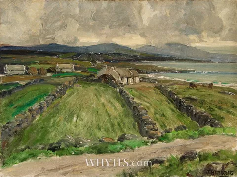 COTTAGES BY THE SEA by James Humbert Craig, oil on canvas, sold Mar 2026