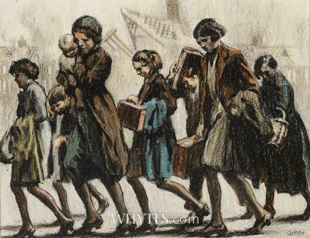 William Conor, AFTER THE RAID, c.1941, crayon