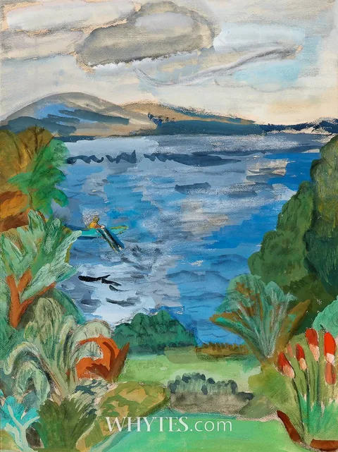 Evie Hone, AT SPIDER'S BAY, LOUGH MASK, COUNTY MAYO, gouache