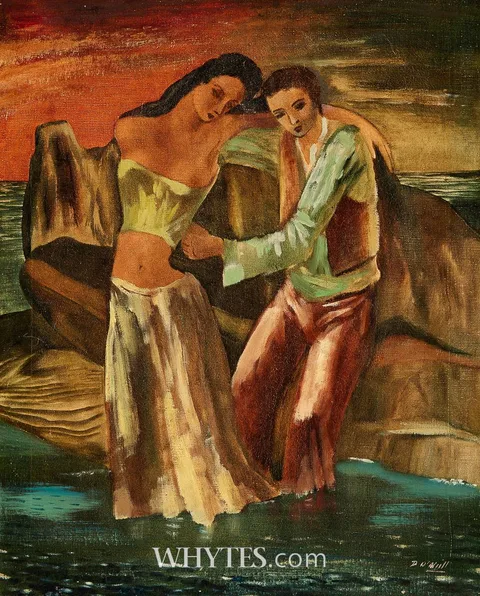 Daniel O'Neill, COUPLE BY THE SEA, oil on canvas