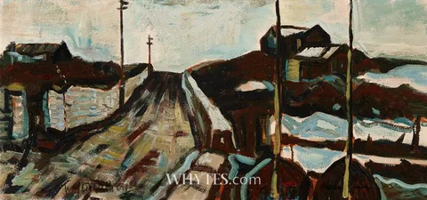 Tony O'Malley, HOUSE AND ROAD BY A WILD SEASHORE, 1960, oil on canvas