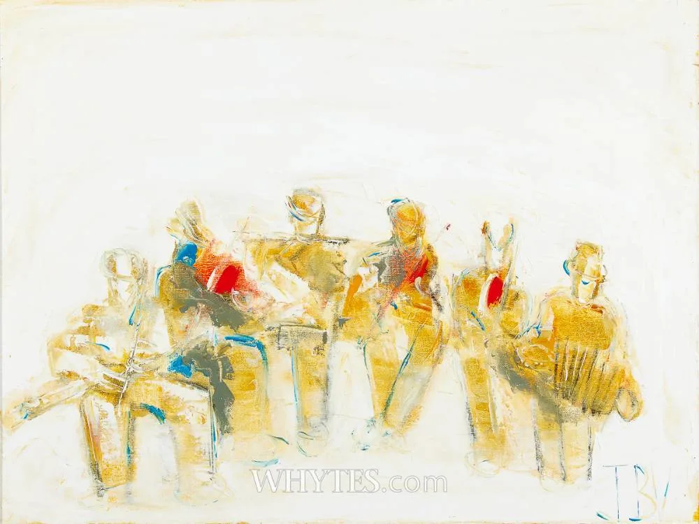 STREET SESSION by John B. Vallely, oil on canvas, sold Mar 2026