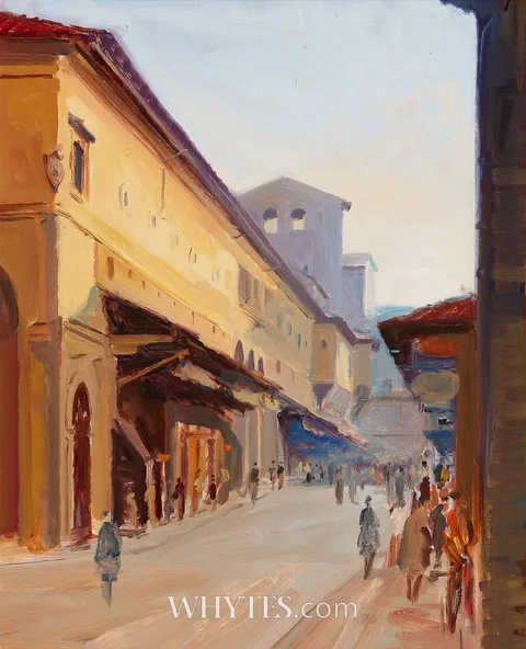 Niccolo d'Ardia Caracciolo, ON THE PONTE VECCHIO, FLORENCE, oil on board