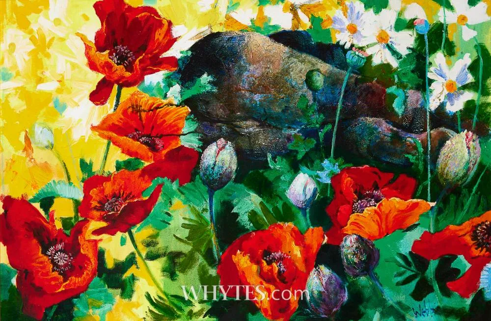 POPPIES by Kenneth Webb, oil on canvas, sold Mar 2026
