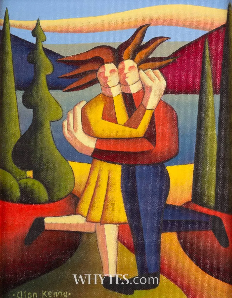 THE LOVERS by Alan Kenny, 2004, oil on canvas board, sold Dec 2025