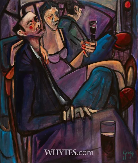 George Dunne, NIGHT OUT, oil on canvas; (unframed)