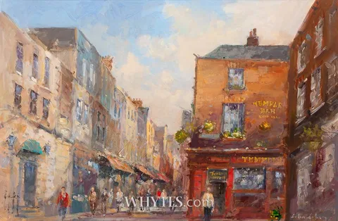 Colin Gibson, THE TEMPLE BAR, DUBLIN, 2025, oil on board