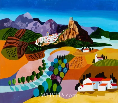 Desmond Kinney, PUEBLO BLANCO, ANDALUSIA, oil on board