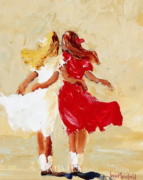 Louise Mansfield, BEST FRIENDS, oil on canvas board