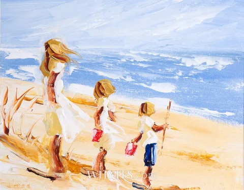 Louise Mansfield, THREE FIGURES, acrylic on canvas board