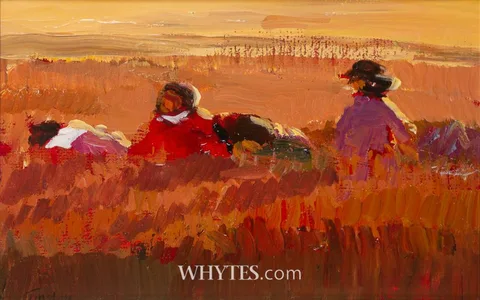 AT THE EDGE OF THE CORNFIELD by Joanna Tinsley, oil on board, sold Dec 2025