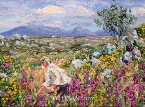 James S. Brohan, BLOOMING FIELD, oil on canvas board