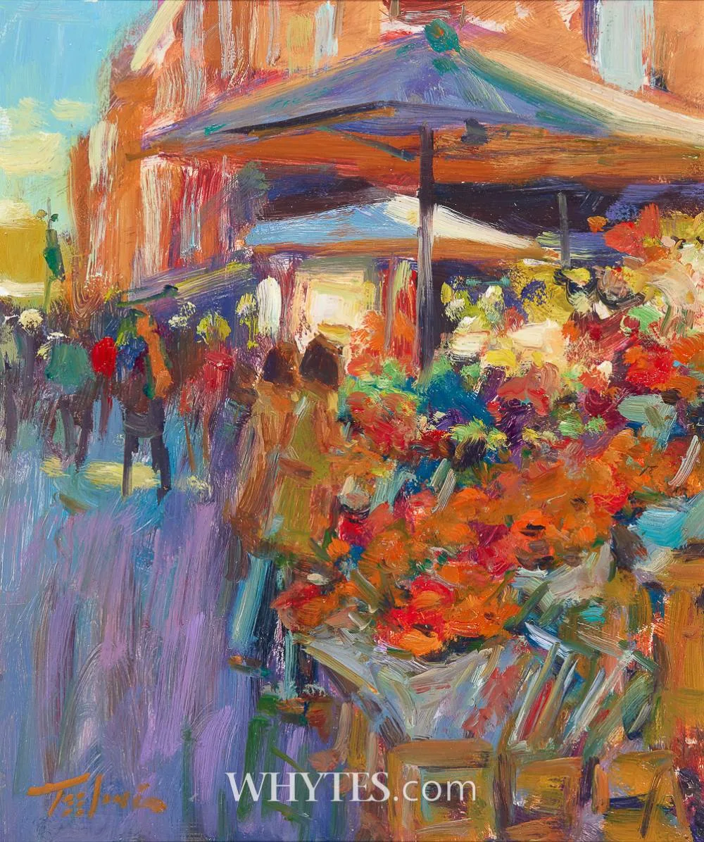 FLOWER SELLERS by Norman Teeling, oil on board, offered Dec 2025