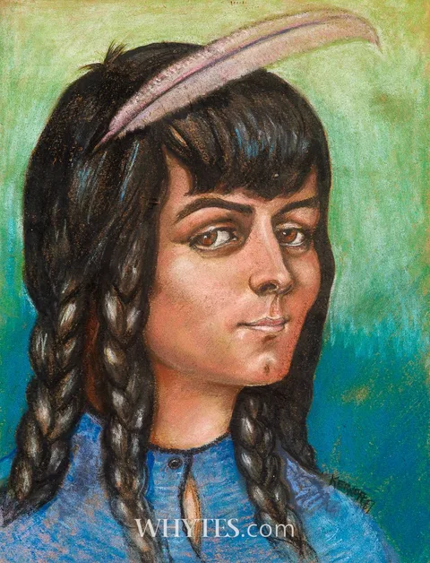 Harry Kernoff, MI'KMAQ GIRL, NOVA SCOTIA, 1957, pastel
