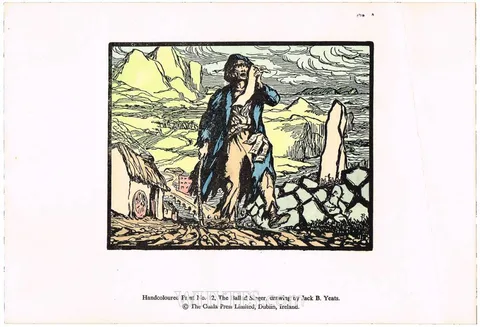 Jack Butler Yeats, THE BALLAD SINGER, hand-coloured Cuala Press print; (unframed)
