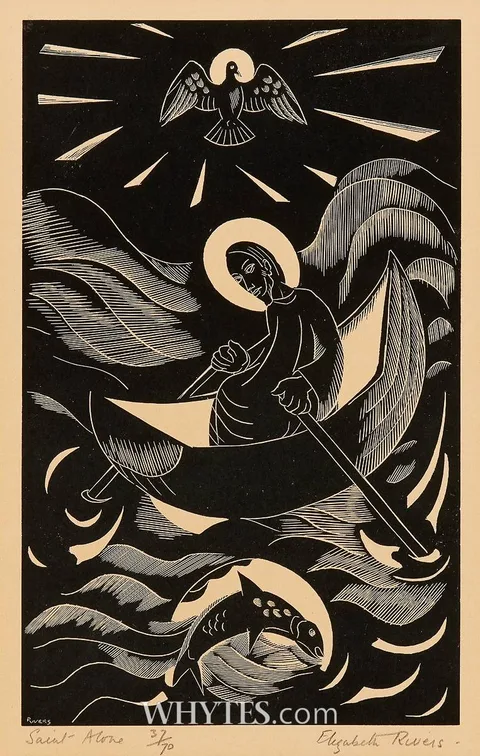 Elizabeth Rivers, SAINT ALONE, 1962, engraving; (no. 27 from an edition of 70); (unframed)