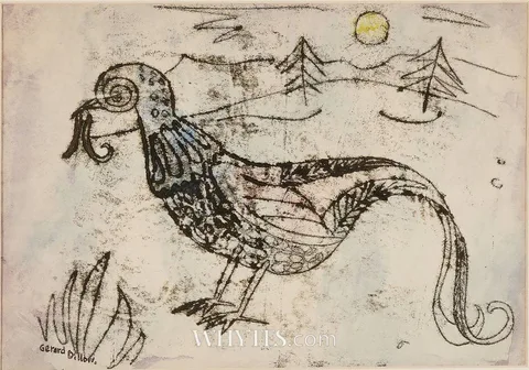 Gerard Dillon, DECORATED BIRD, monotype