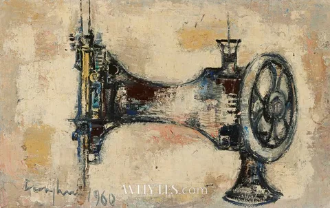 Raymond Dauphin, MACHINE À COUDRE POUR LES RADIX, 1960, oil on canvas