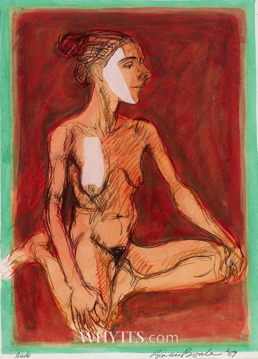NUDE by Brian Bourke, 1989, mixed media, offered Dec 2025