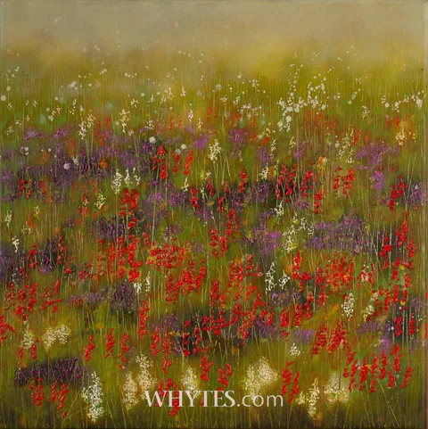 Sarah Walker, BEARA MEADOW, 2018, mixed media on canvas; (unframed)