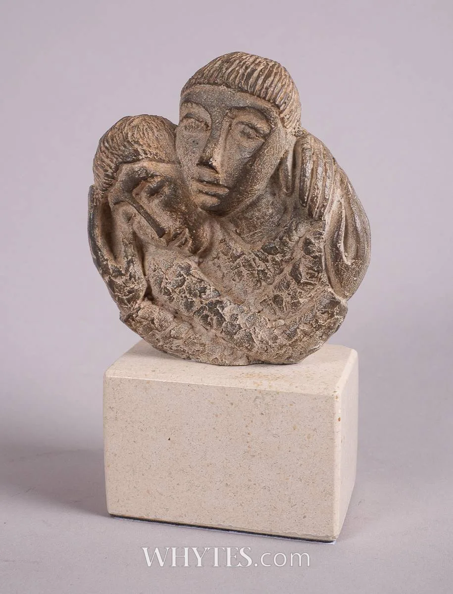A HUG by Imogen Stuart, 1997, bronze on marble base; (no. 9 from an edition of 9), sold Dec 2025