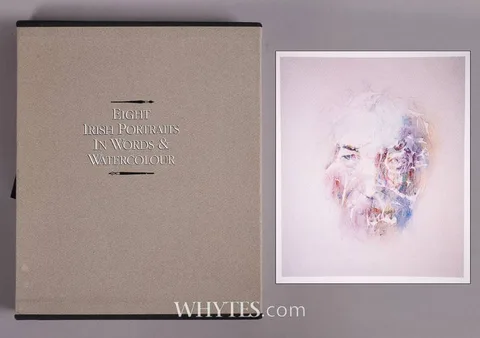 EIGHT IRISH PORTRAITS IN WORDS AND WATERCOLOUR by Louis le Brocquy, 1990, off-set lithograph print (no. 0445 from an edition of 1000), sold Dec 2025