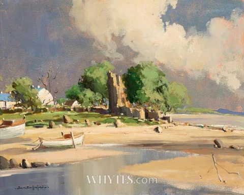 SKETRICK CASTLE, STRANGFORD LOUGH, COUNTY DOWN by George K. Gillespie, oil on canvas, offered Dec 2025